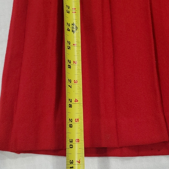 Vtg Metro Work Vibrant Red A-Line Pleated Wool Skirt - Picture 3 of 9